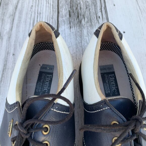 Etonic Difference Vintage Gore-Tex White Navy Leather Golf Shoes Women's 8.5 - Picture 6 of 12